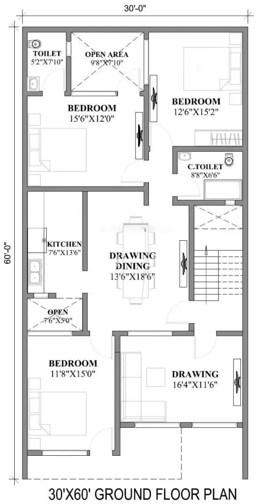 30 x 60 house plan