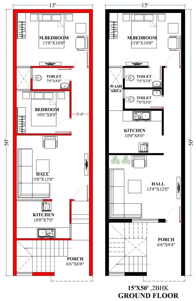 15×50 house plan
