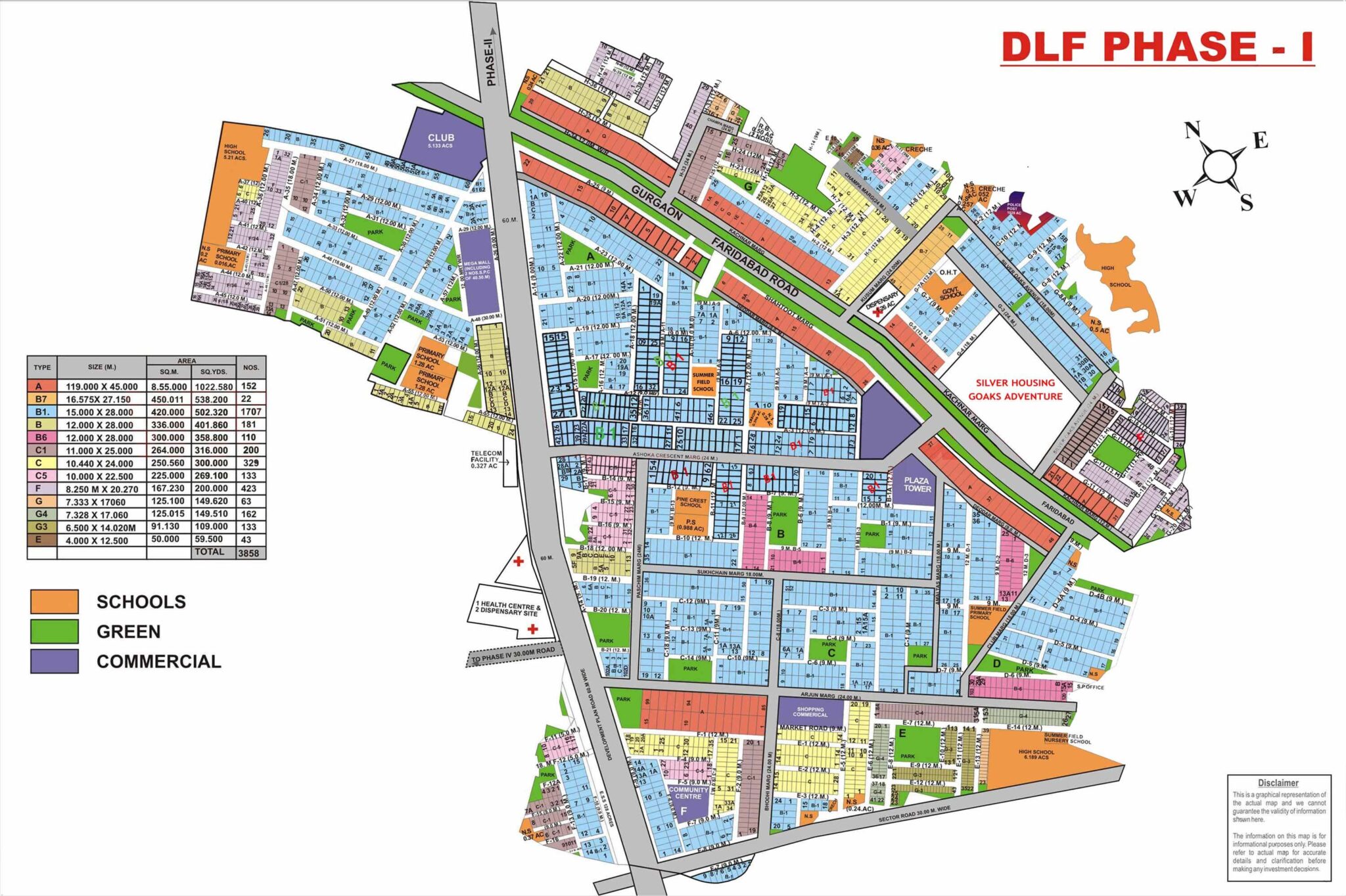 Gurgaon DLF PHASE 1 map