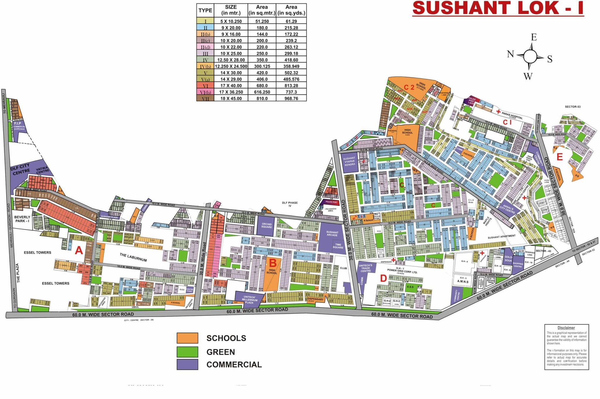 Gurgaon SUSHANT LOK 1 map