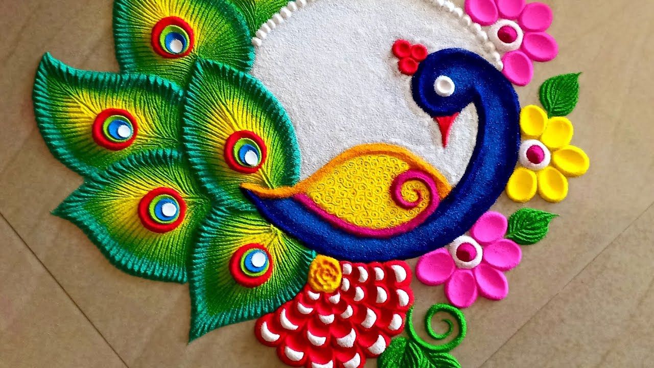 Peacock Rangoli Design 2