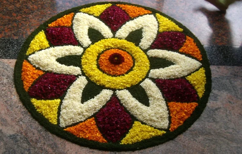 Easy Rangoli Design with Flower