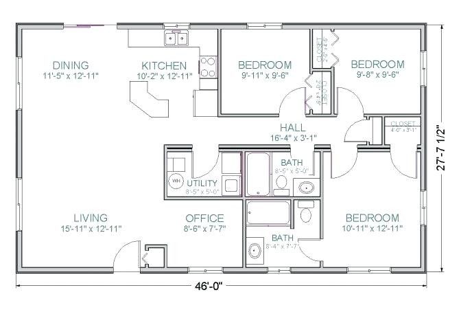 1200 sq ft house plan 2