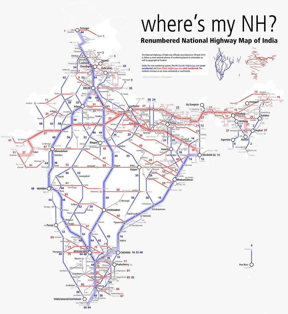 Biggest highways in India: Map