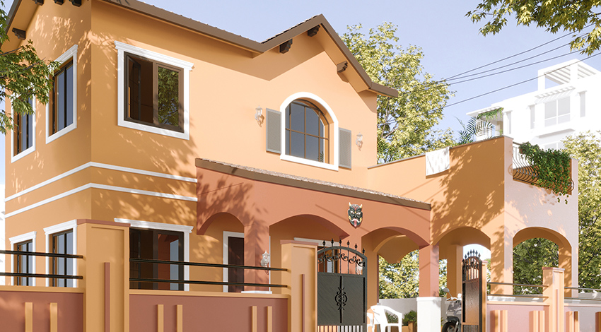 Orange-Two-storey-Exterior-Home