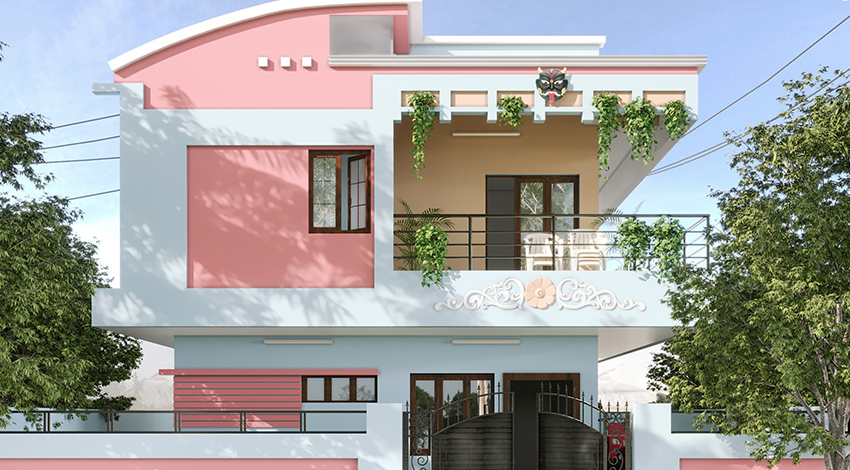 Rose Pink Exterior Home Design Idea 4