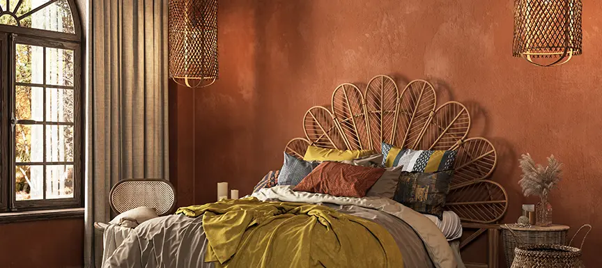 orange two colour combination for bedroom walls 2