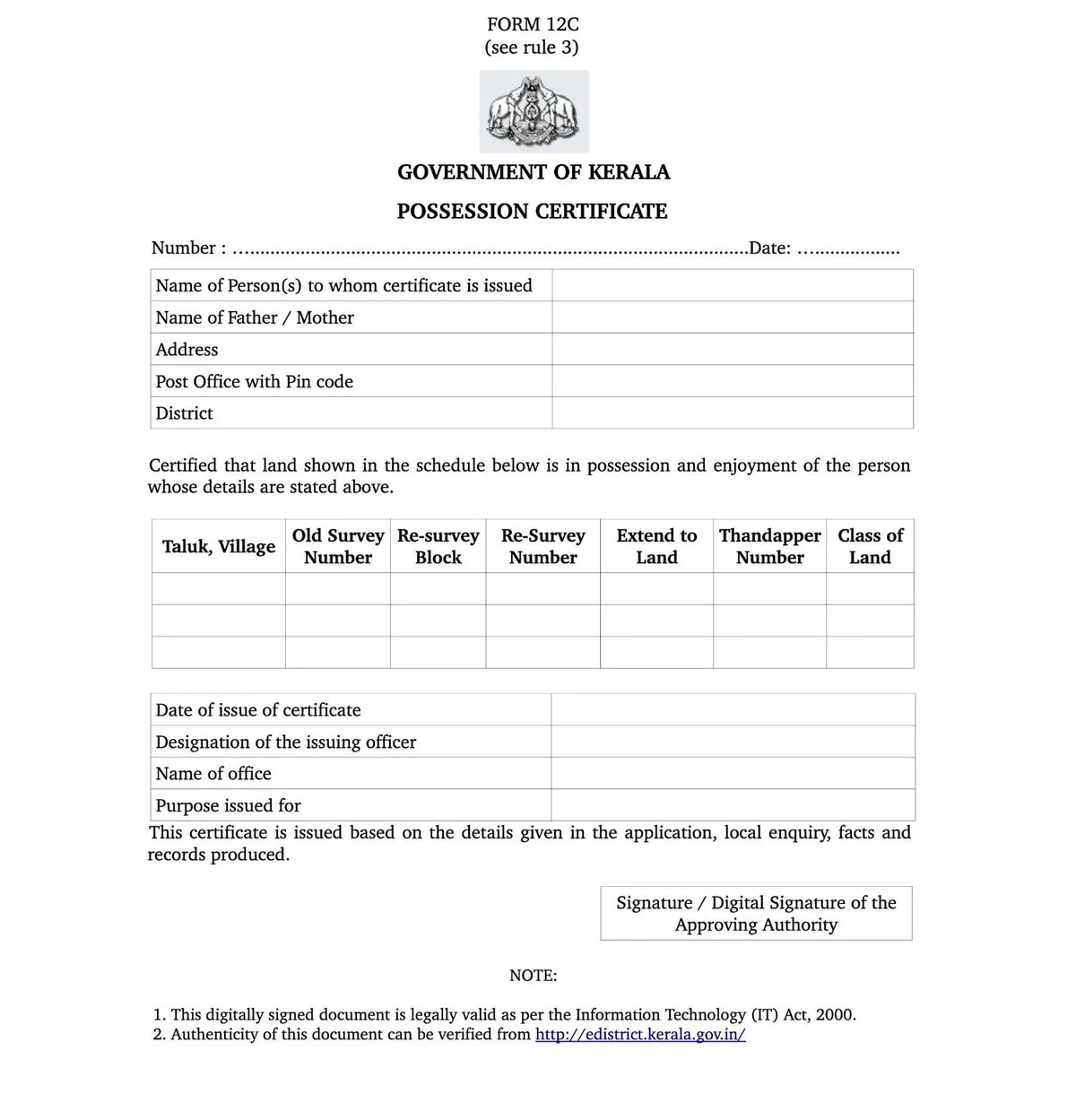 Possession-Certificate 