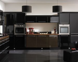 Black and Black color kitchen design