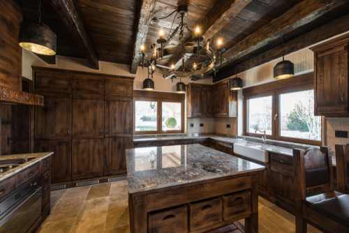 Kitchen design with wooden ventilation