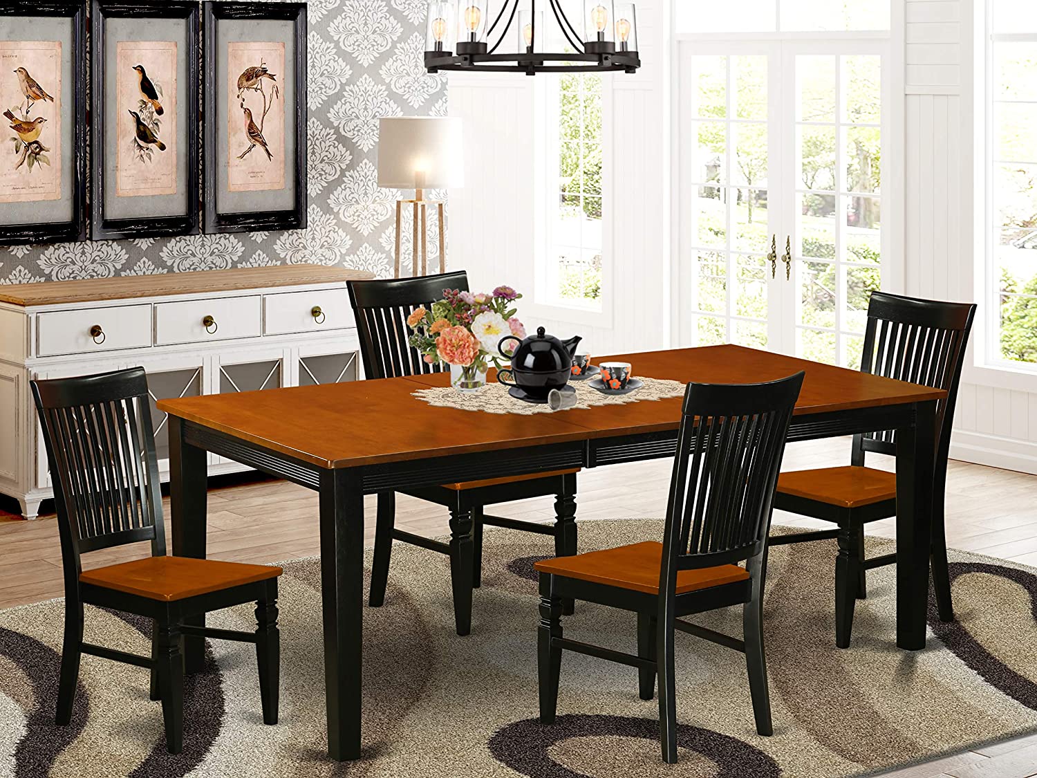 Black and Wooden Toned Dining Set 