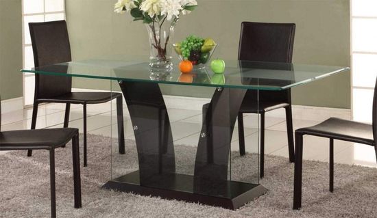 Glass Top Trendy Wooden Dining Set