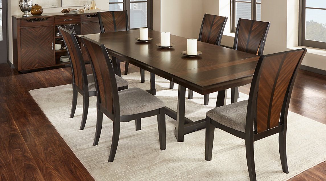 Grey and Mahogany Wooden Dining Set 