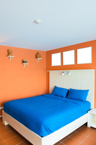 Blue and Orange Two Color Combination for Bedroom Walls