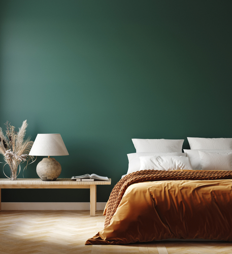 Green and Orange Two Color Combination for Bedroom Walls
