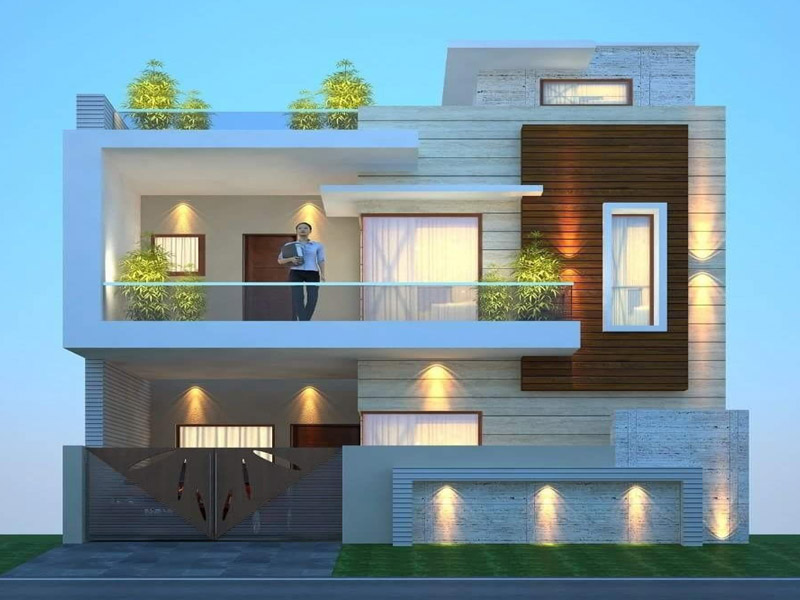 Contemporary style normal house front elevation designs