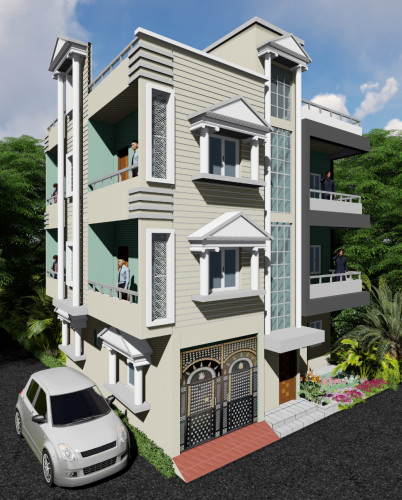 Three-floor normal house front elevation designs