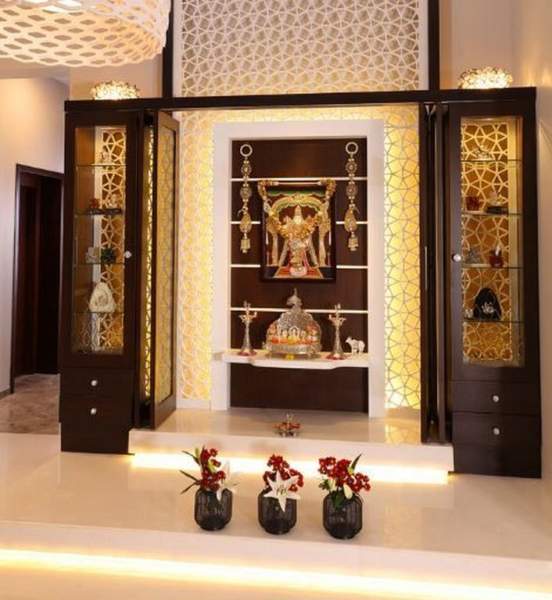 middle class indian style pooja room designs with Marble Steps