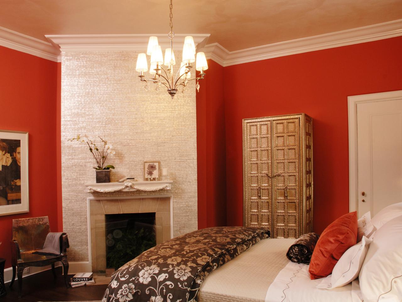 orange two colour combination for bedroom walls