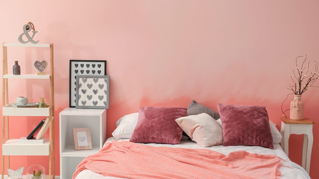 orange two colour combination for bedroom walls