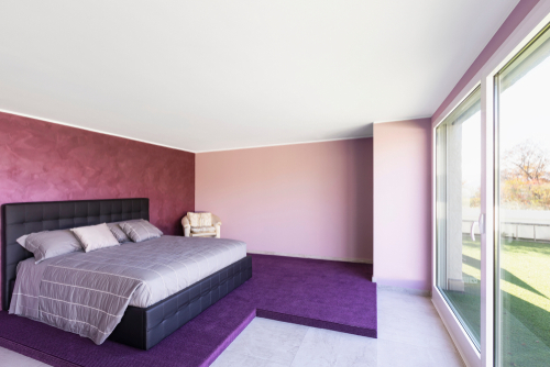 pink two colour combination for bedroom wall