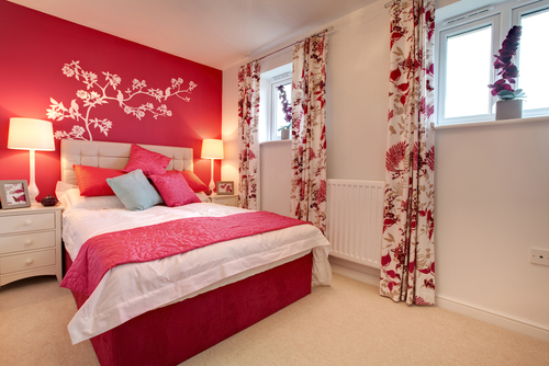 pink two colour combination for bedroom wall