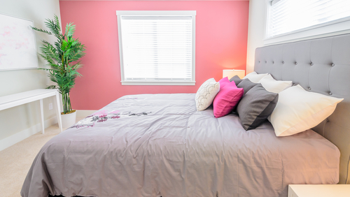 pink two colour combination for bedroom wall