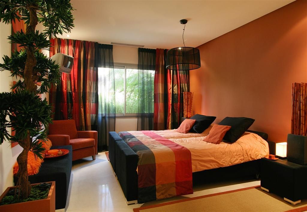 Orange Two Colour Combination for Bedroom Walls