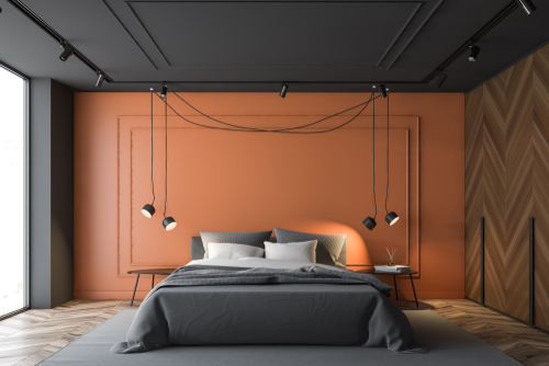 Orange Two Colour Combination for Bedroom Walls