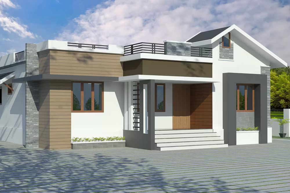 Single Floor Normal House Front Elevation Design