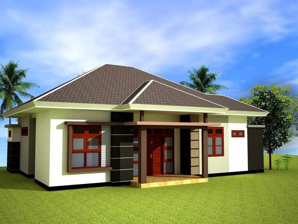 Villege single floor home front design