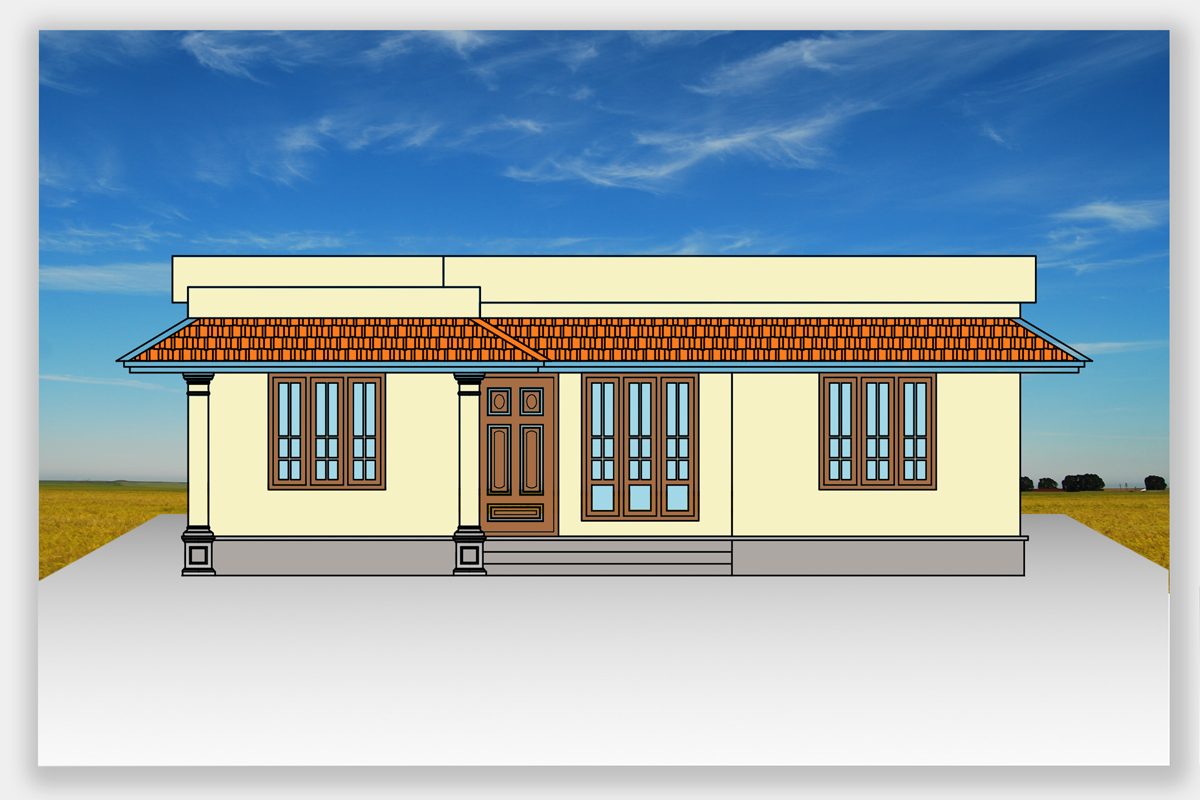 Villege single floor home front design