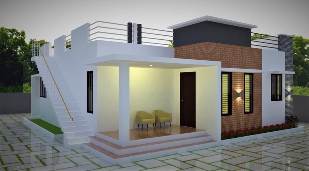 Villege single floor home front design