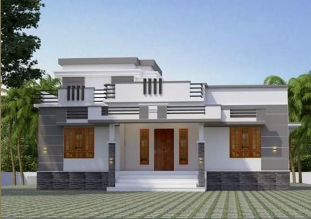 Villege single floor home front design